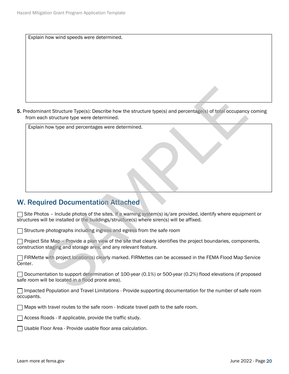 Community Safe Room: Application - Hazard Mitigation Grant Program - Sample, Page 20