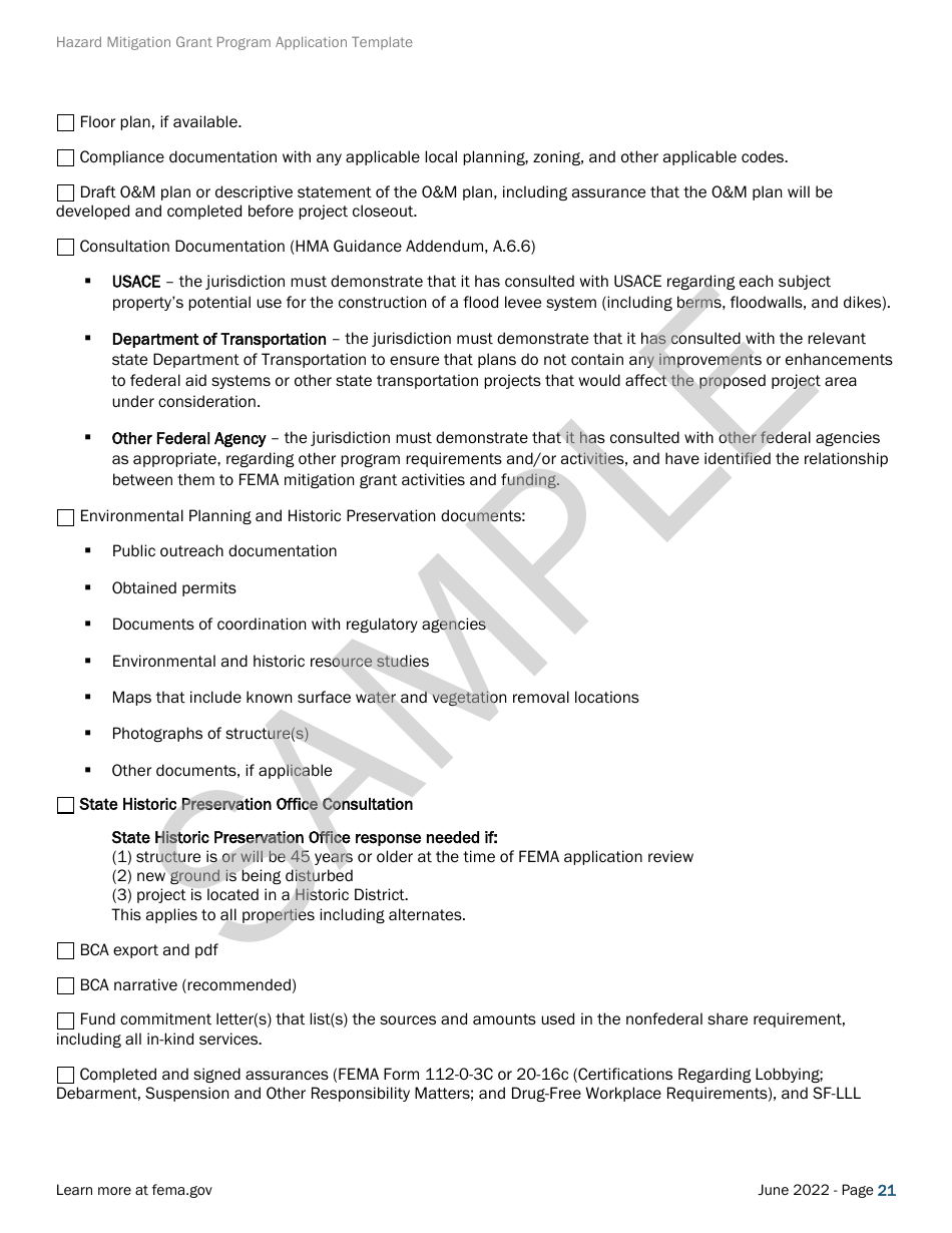 Community Safe Room: Application - Hazard Mitigation Grant Program - Sample, Page 21