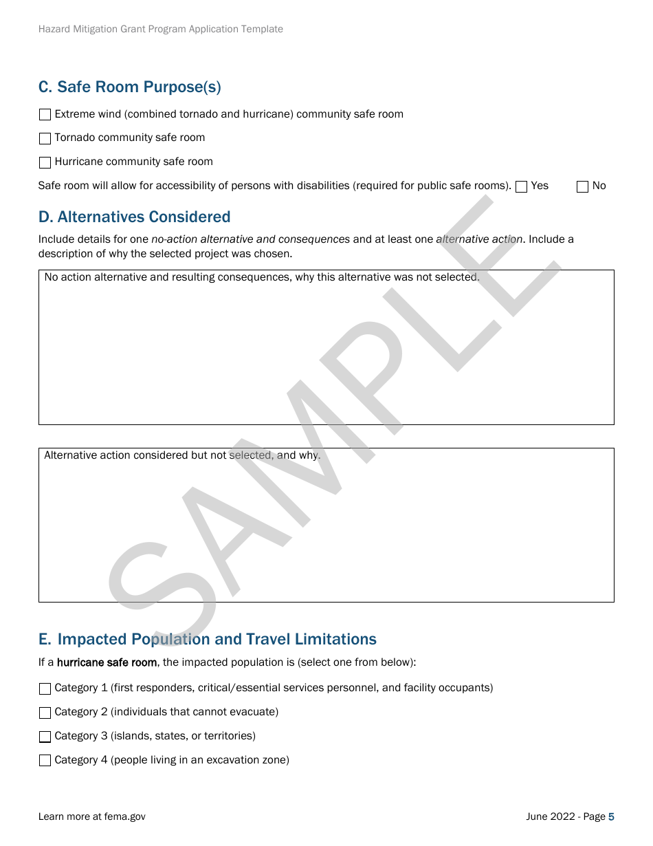 Community Safe Room: Application - Hazard Mitigation Grant Program - Sample, Page 5