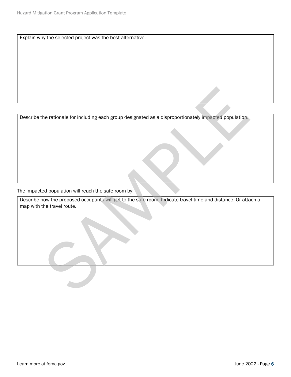 Community Safe Room: Application - Hazard Mitigation Grant Program - Sample, Page 6