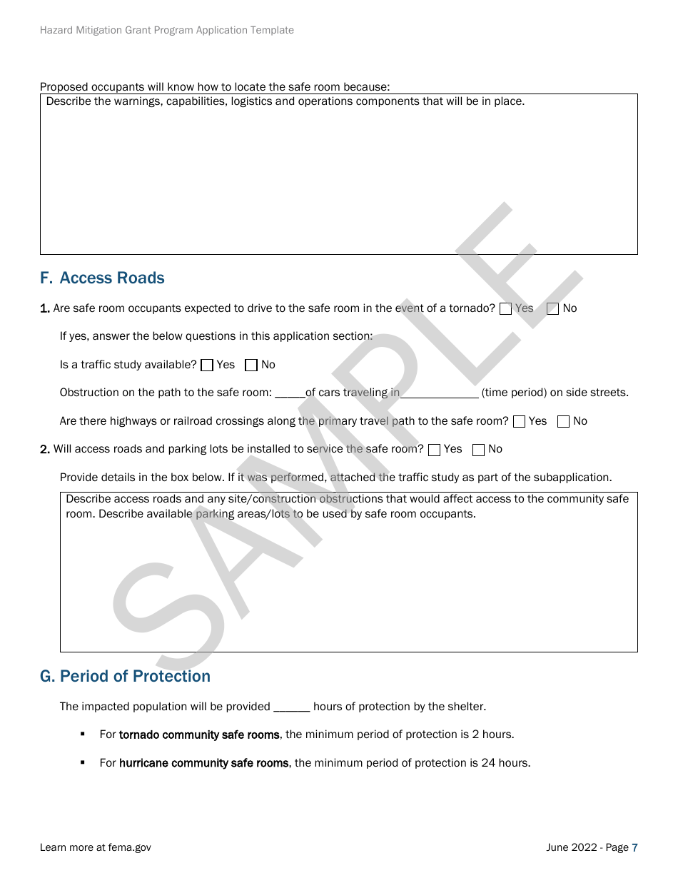Community Safe Room: Application - Hazard Mitigation Grant Program - Sample, Page 7