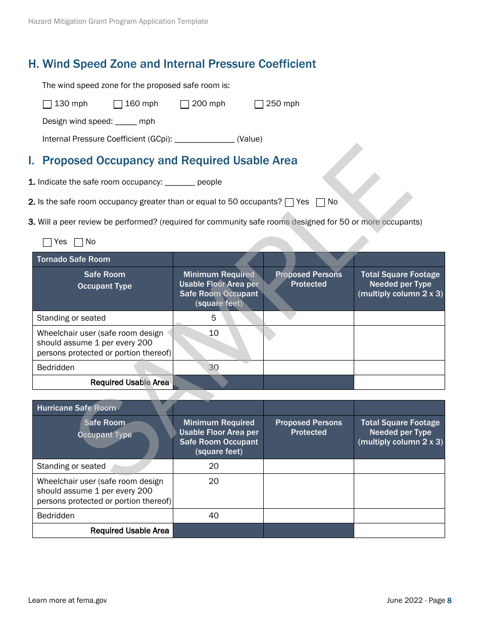 Community Safe Room: Application - Hazard Mitigation Grant Program - Sample, Page 8