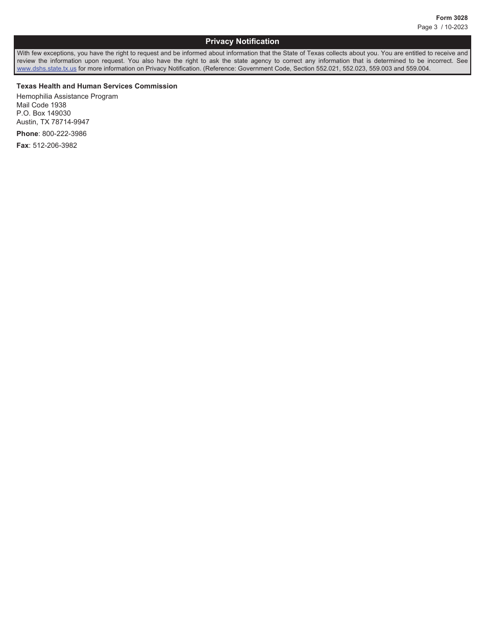 Form 3028 Provider Enrollment - Hemophilia Assistance Program (Hap) - Texas, Page 3