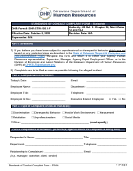 Document preview: Form DHR-STW-105.1-F Standards of Conduct Complaint Form - Statewide - Delaware