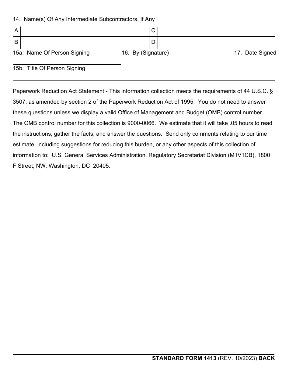 Form Sf-1413 Download Fillable Pdf Or Fill Online Statement And 