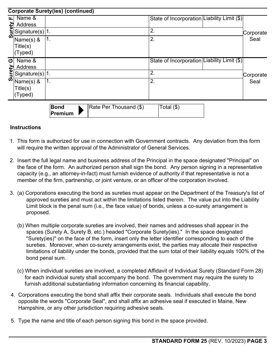 Form SF-25 Performance Bond, Page 3