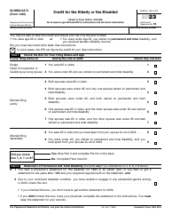 Document preview: IRS Form 1040 Schedule R Credit for the Elderly or the Disabled, 2023