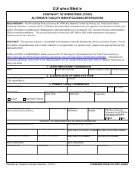Document preview: Form SF-336 Continuity of Operations (Coop) Alternate Facility Identification/Certification