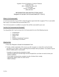 Document preview: Request to Vacate Civil Assessment (Pc 1214.1) - County of Ventura, California