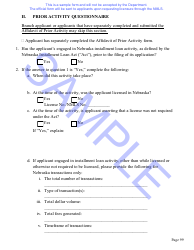 Nebraska Installment Loan License Application Questionnaire and Hearing Waiver Request Form - Sample - Nebraska, Page 10