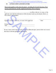 Nebraska Installment Loan License Application Questionnaire and Hearing Waiver Request Form - Sample - Nebraska, Page 15
