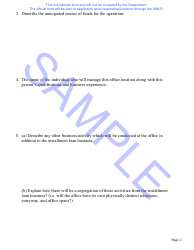 Nebraska Installment Loan License Application Questionnaire and Hearing Waiver Request Form - Sample - Nebraska, Page 3