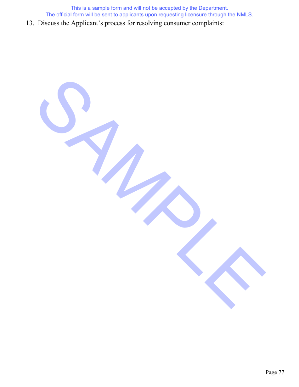 Nebraska Installment Loan License Application Questionnaire and Hearing Waiver Request Form - Sample - Nebraska, Page 8