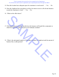 Nebraska Installment Loan License Application Questionnaire and Hearing Waiver Request Form - Sample - Nebraska, Page 9