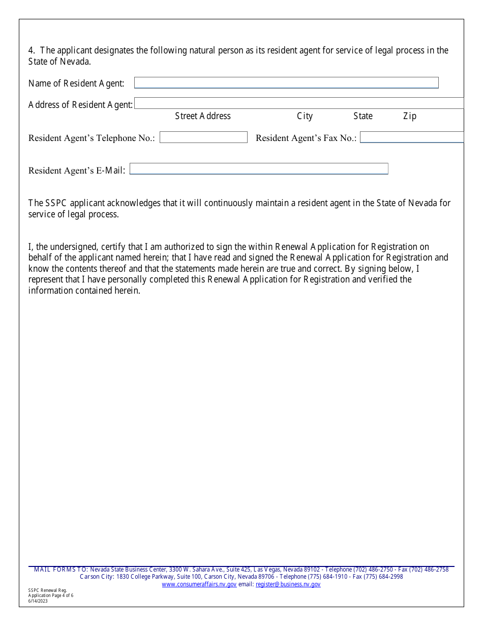 Structured Settlement Purchase Company Renewal Application for Registration - Nevada, Page 4