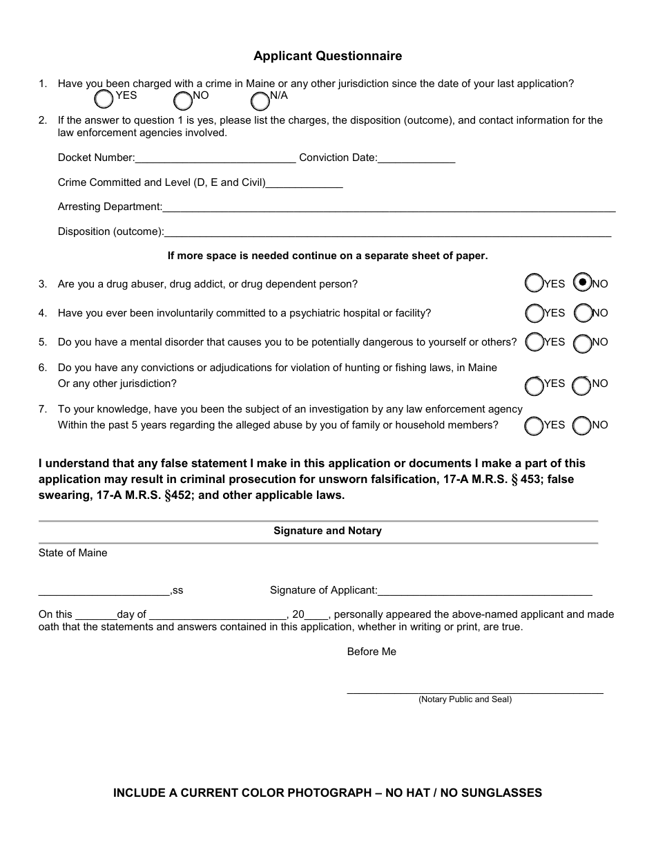 Application for a Permit to Carry a Non-concealed Firearm by a Prohibited Person - Maine, Page 3