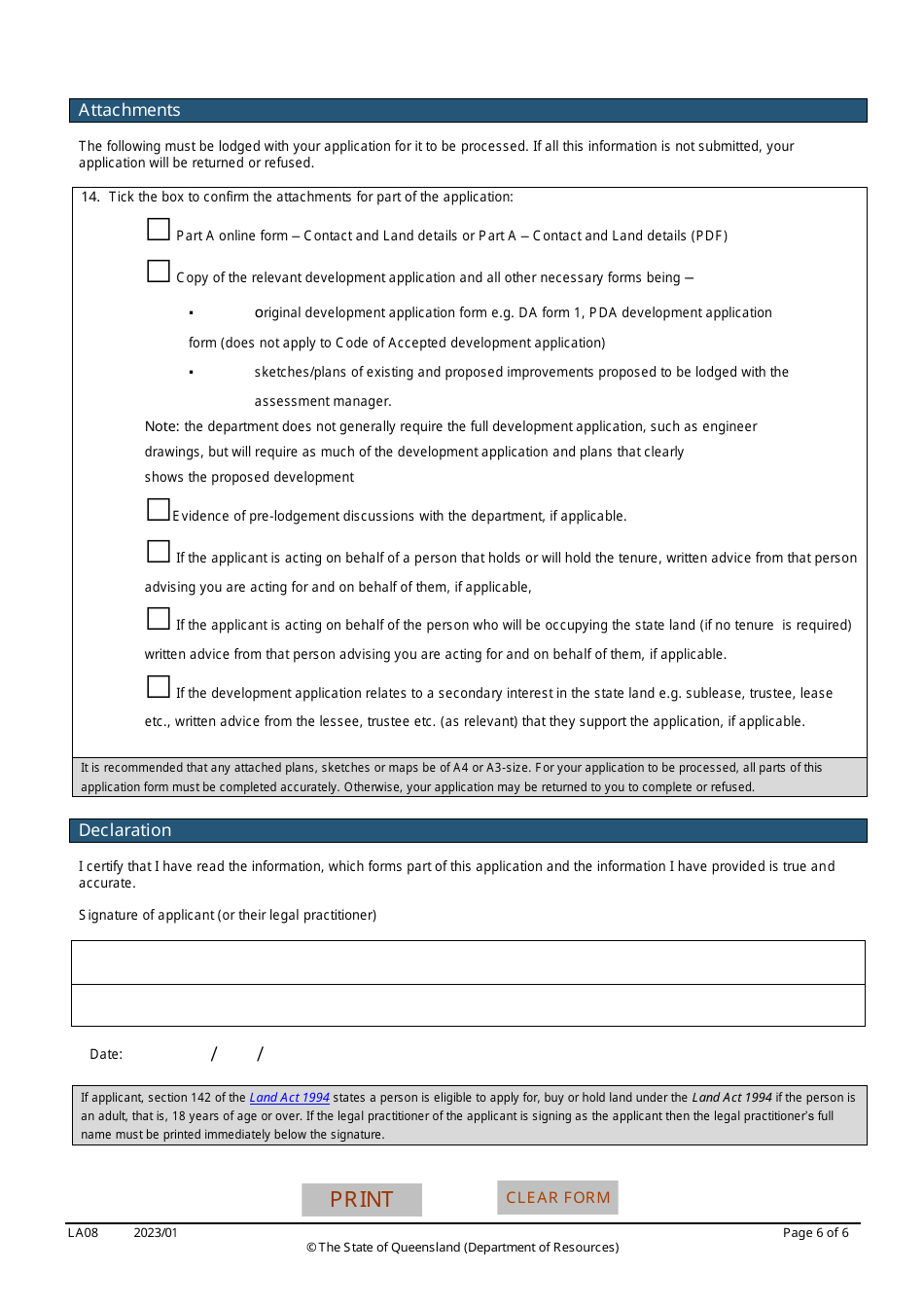 Form LA08 Part B Owners Consent to Development Application - Queensland, Australia, Page 6