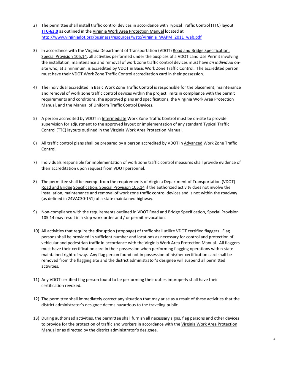 Form LUP-DWTLE Land Use Permit - District-Wide Permit - Temporary Logging Entrances - Virginia, Page 5