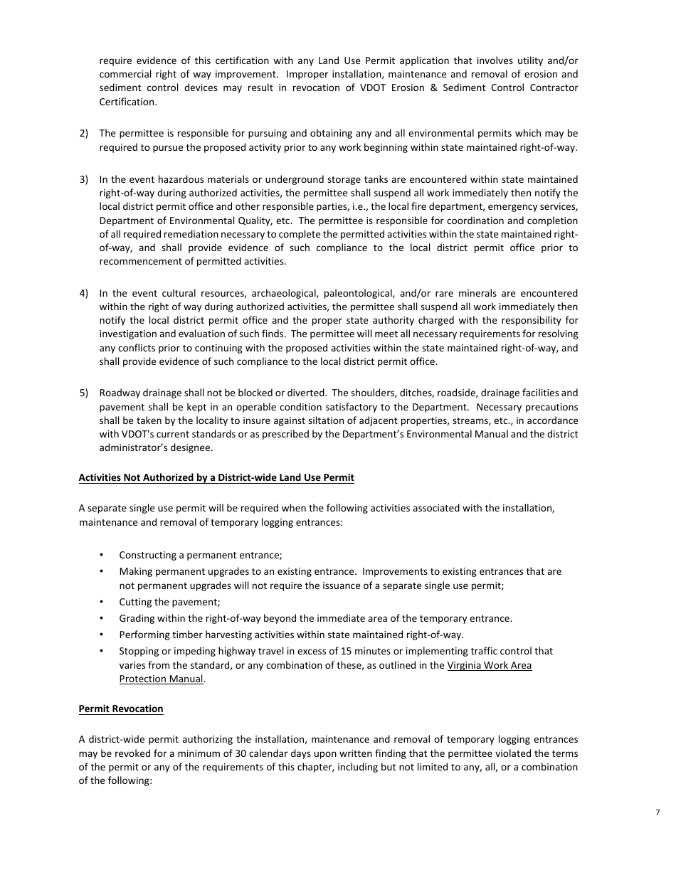 Form LUP-DWTLE Land Use Permit - District-Wide Permit - Temporary Logging Entrances - Virginia, Page 8