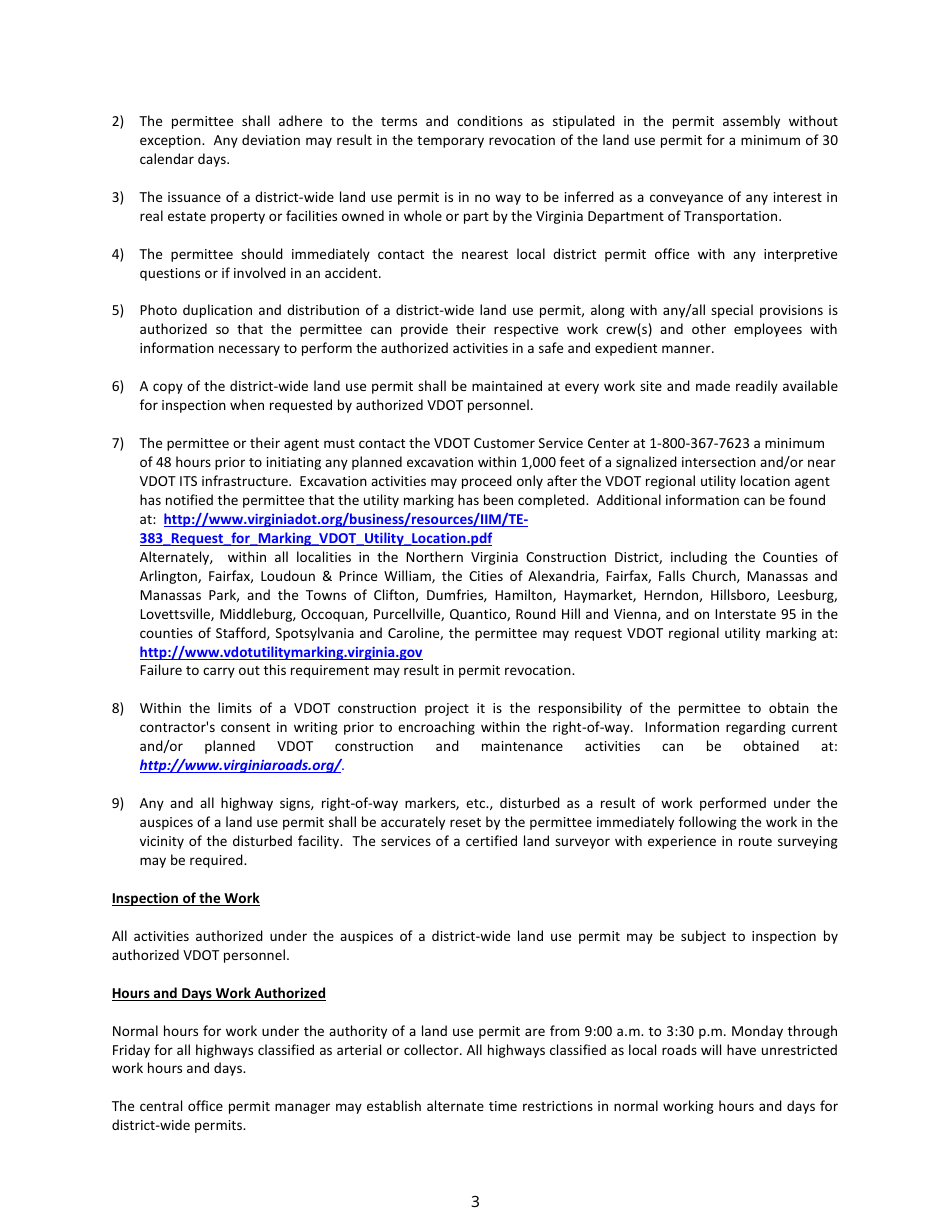 Form LUP-DWSV Land Use Permit - District-Wide Permit - Surveying Operations - Virginia, Page 3