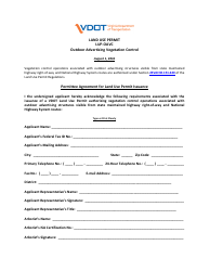 Form LUP-OAVC Land Use Permit - Outdoor Advertising Vegetation Control - Virginia