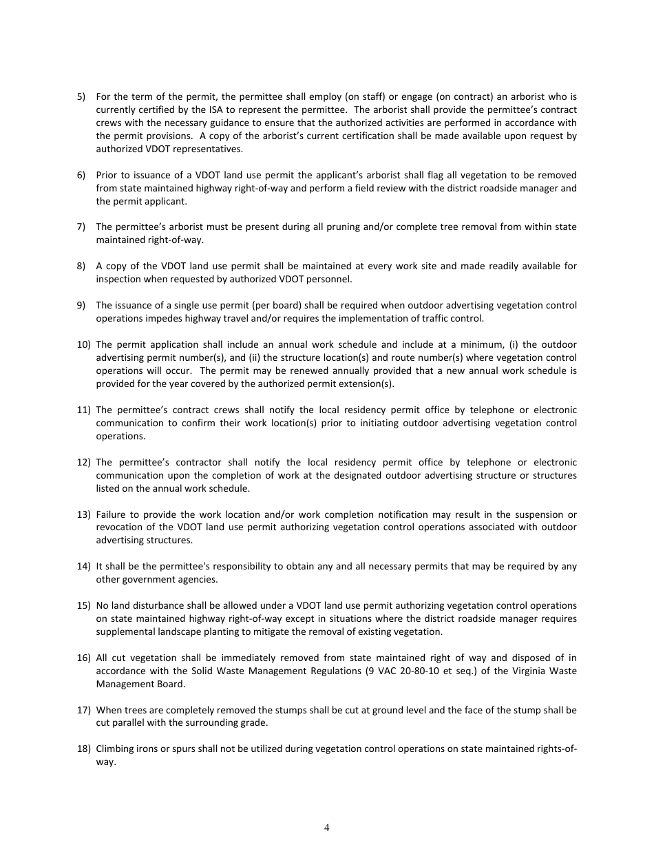 Form LUP-OAVC Land Use Permit - Outdoor Advertising Vegetation Control - Virginia, Page 4