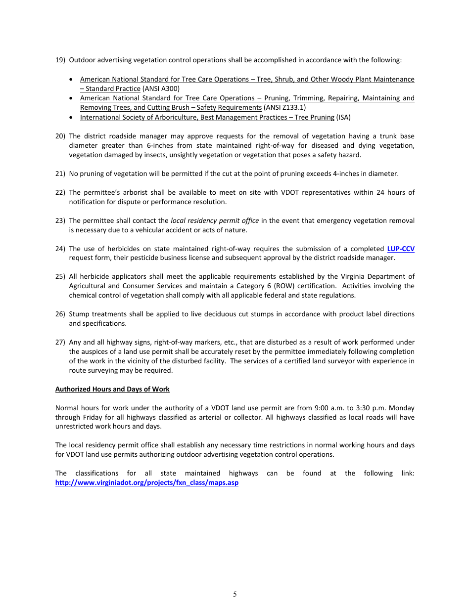 Form LUP-OAVC Land Use Permit - Outdoor Advertising Vegetation Control - Virginia, Page 5