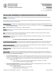 Document preview: Amendment of Foreign Registration Statement - Washington