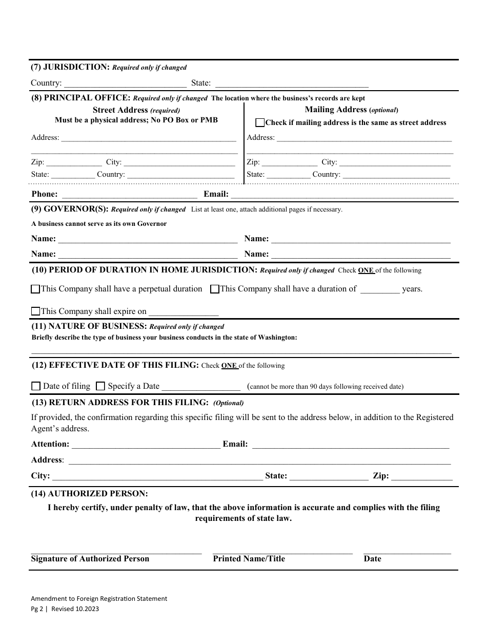 Amendment of Foreign Registration Statement - Washington, Page 4