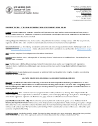 Document preview: Foreign Registration Statement - Profit Business Entities - Washington