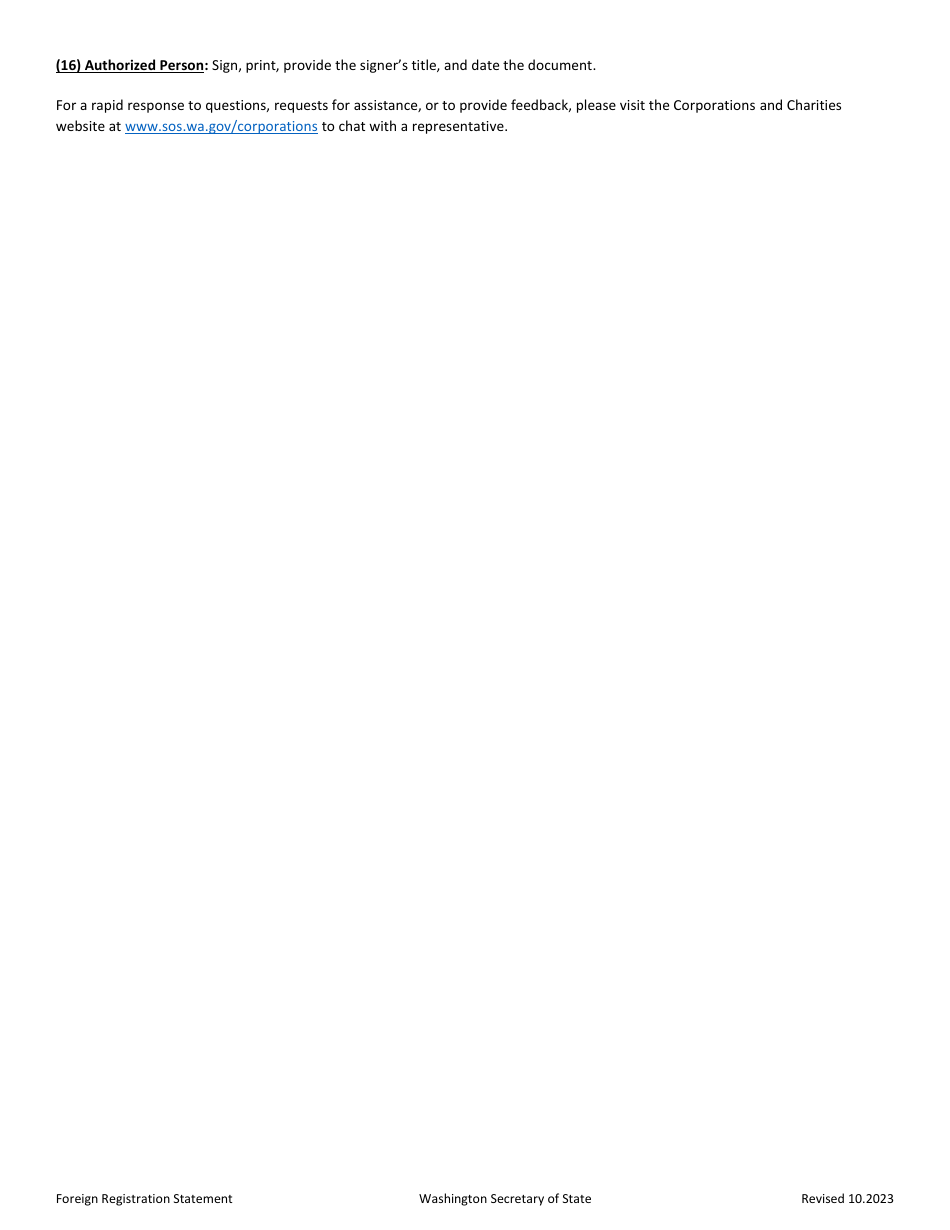 Foreign Registration Statement - Profit Business Entities - Washington, Page 3
