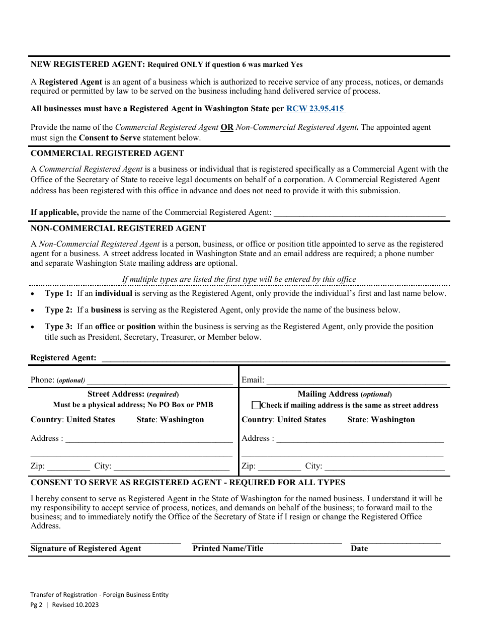 Application for Transfer of Foreign Registration - Washington, Page 4