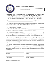 Document preview: Form Supreme-8 Client Certification - Rhode Island