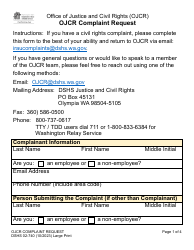 Document preview: DSHS Form 02-740 Ojcr Complaint Request (Large Print) - Washington