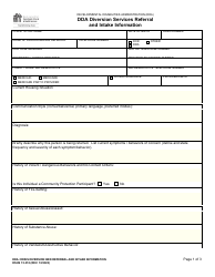 DSHS Form 15-318 Dda Diversion Services Referral and Intake Information - Washington