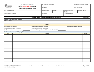 DSHS Form 15-589C Afh Relocation Initial Licensing Inspection - Washington, Page 2