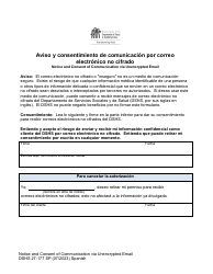 Document preview: DSHS Formulario 27-177 Aviso Y Consentimiento De Comunicacion Por Correo Electronico No Cifrado - Washington (Spanish)
