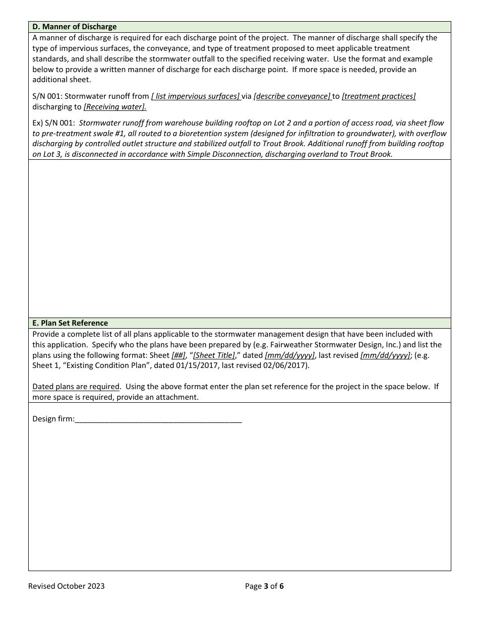 Notice of Intent (Noi) to Apply for Individual Stormwater Discharge Permit (Inds) - Vermont, Page 3