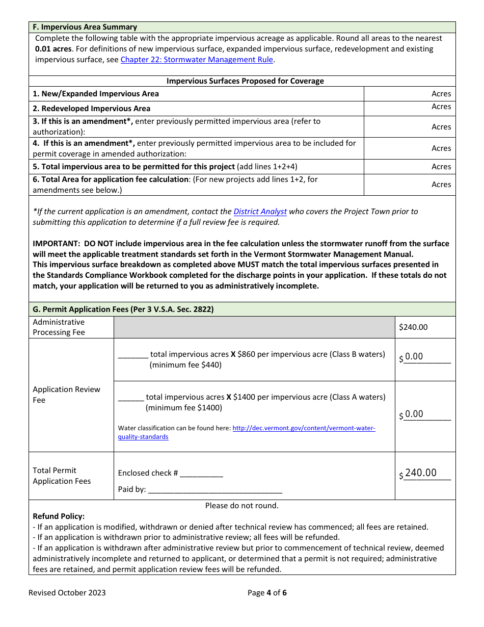Notice of Intent (Noi) to Apply for Individual Stormwater Discharge Permit (Inds) - Vermont, Page 4