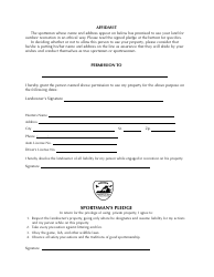 Document preview: Permission to Hunt on Private Land Card - Virginia