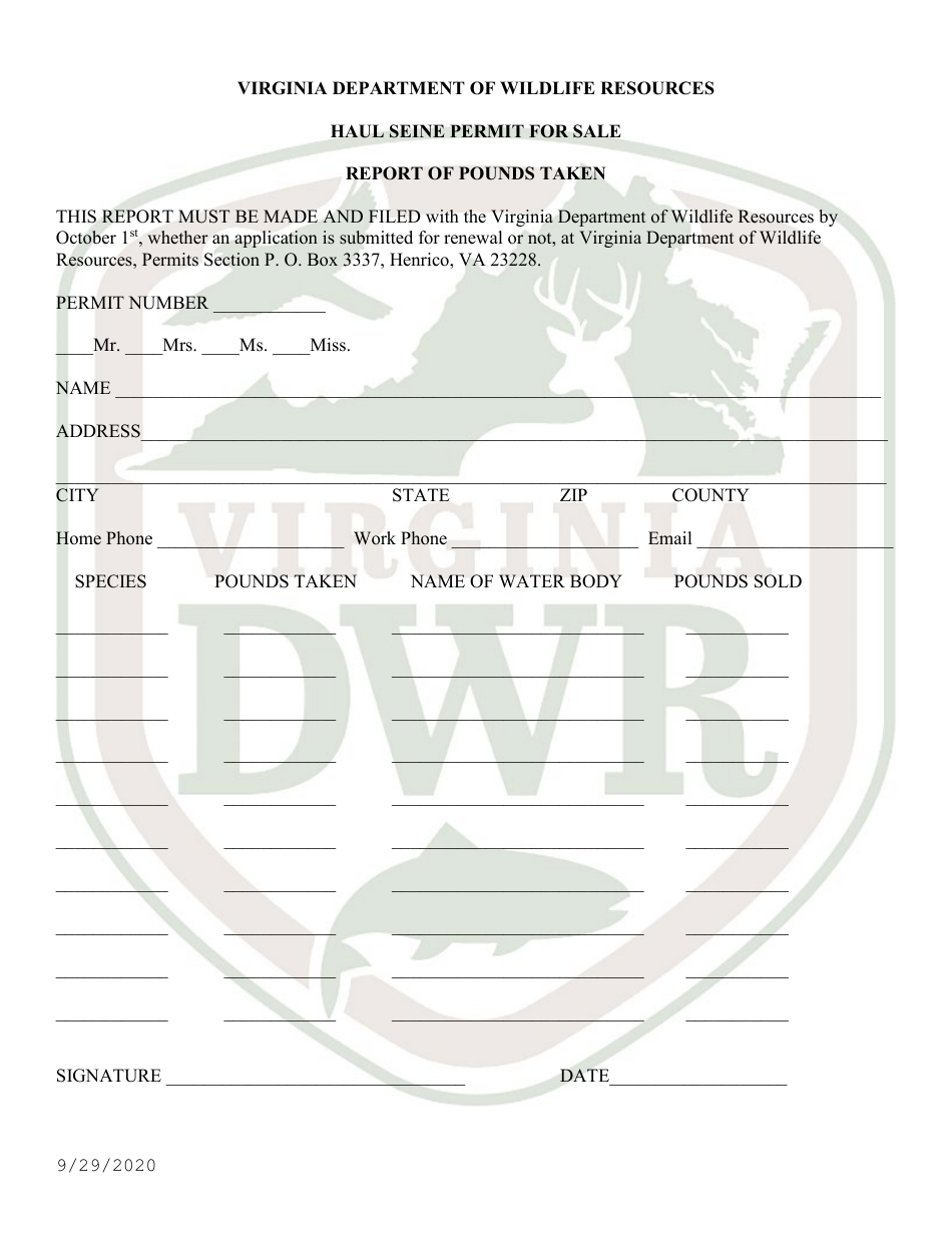 Application for Haul Seine Permit to Take Nongame Fish for Sale (18 - Hscu) - Virginia, Page 4