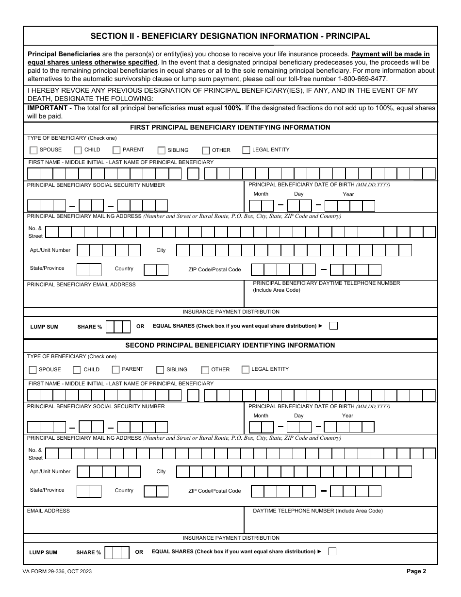 VA Form 29-336 Download Fillable PDF or Fill Online Designation of ...