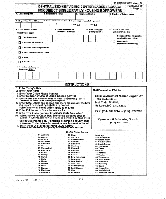 RD Form 2024-C Exhibit B  Printable Pdf