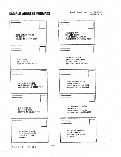 FmHA Form 2030-C Exhibit H  Printable Pdf
