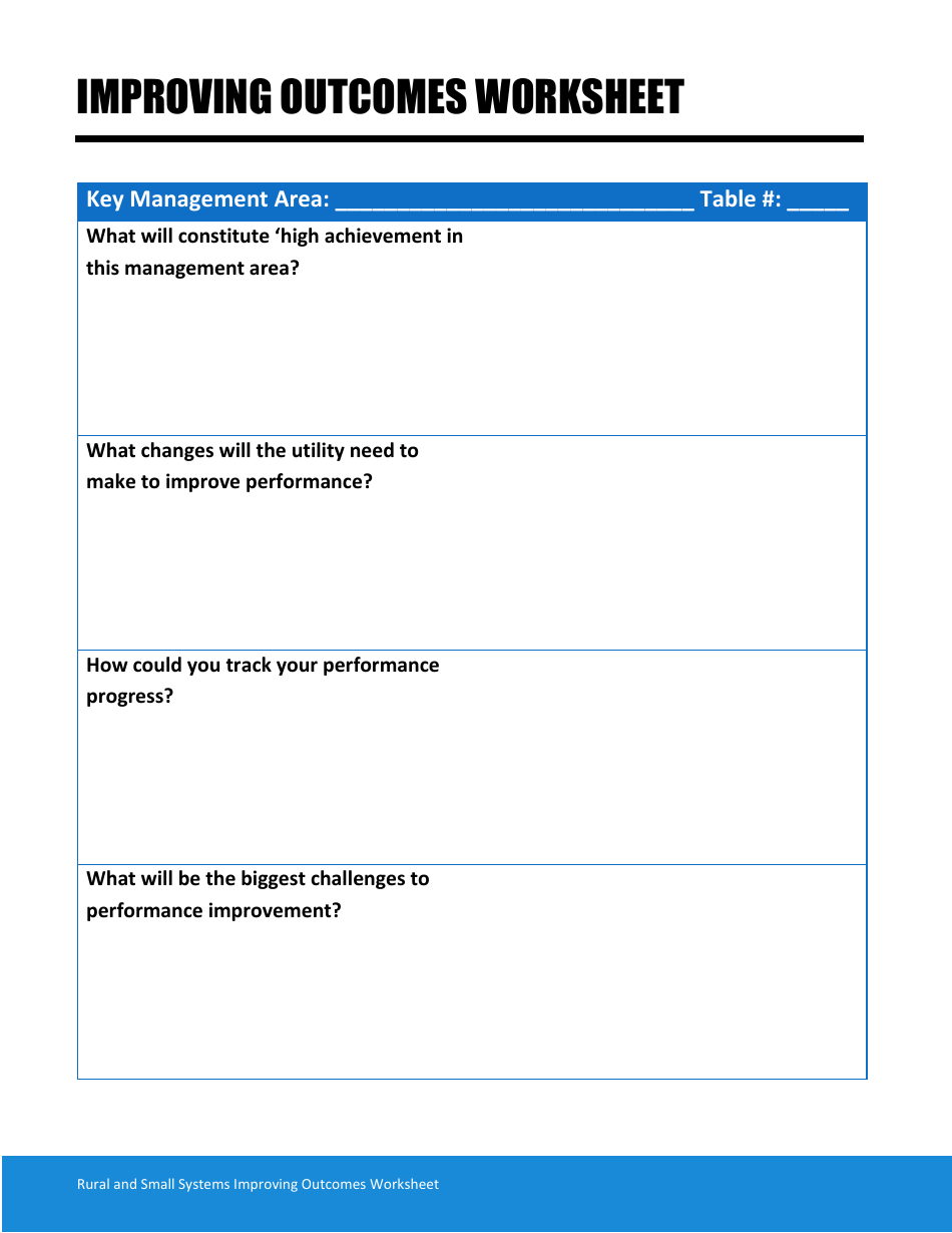 Improving Outcomes Worksheet, Page 1