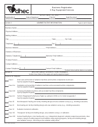 DHEC Form 0824 Business Registration X-Ray Equipment Services - South Carolina