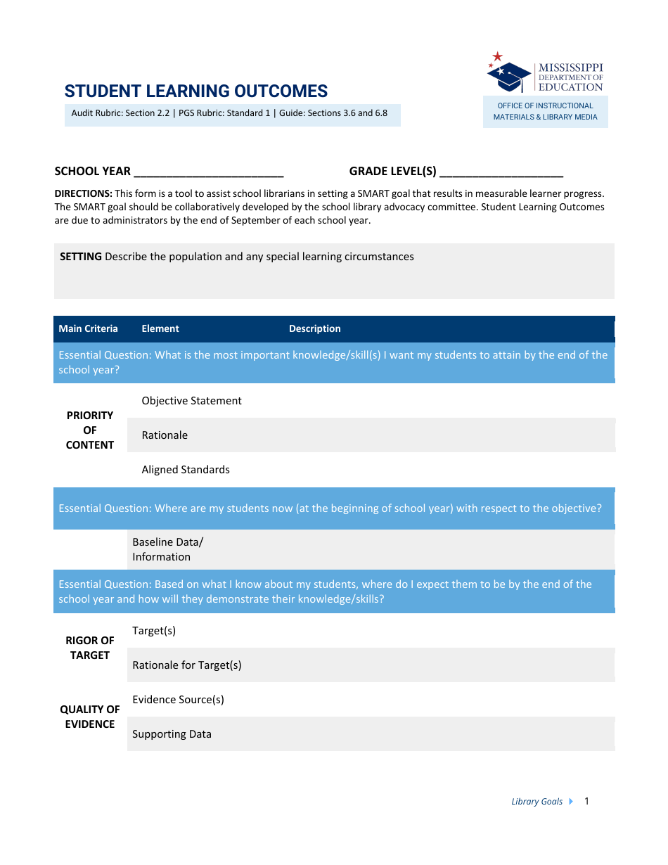 Mississippi Student Learning Outcomes Fill Out Sign Online And   Student Learning Outcomes Mississippi Print Big 