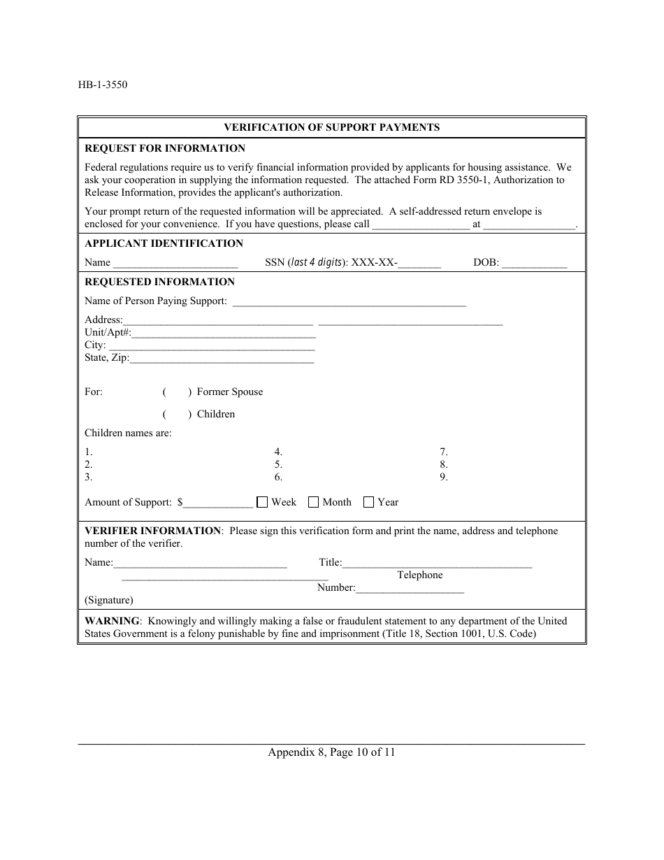 Form HB-1-3550 Appendix 8 Verifications, Page 10
