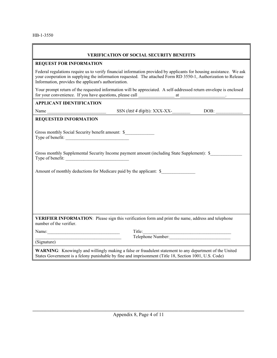 Form HB-1-3550 Appendix 8 Verifications, Page 4