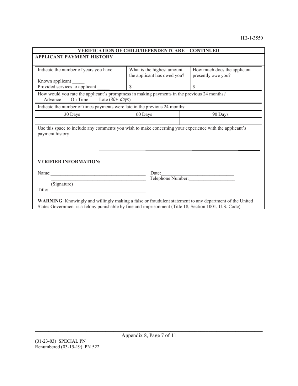 Form HB-1-3550 Appendix 8 Verifications, Page 7